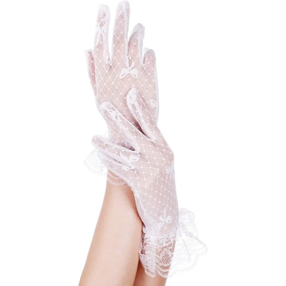Women's Elegant Dress Up Lace Gloves White Halloween Wedding Parties Prom